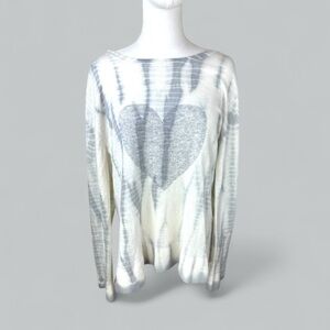 Amici NWT size XL silver gray heart cashmere crewneck lightweight sweater‎